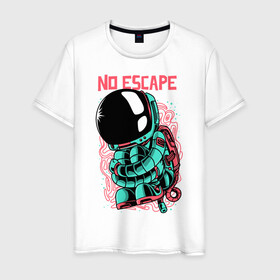 Мужская футболка хлопок с принтом No Escape в Екатеринбурге, 100% хлопок | прямой крой, круглый вырез горловины, длина до линии бедер, слегка спущенное плечо. | инопланетяне | космонавт | космос | нло | прикольная надпись | пришельцы