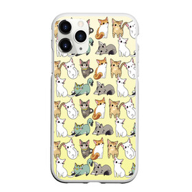 Чехол для iPhone 11 Pro Max матовый с принтом мультяшные котики на желтом мя в Екатеринбурге, Силикон |  | ветеринар | градиент | домашний питомец | котейки | котики | коты | котэ | котята | кошатник | кошатница | кошачьи | кошки | любитель животных | много | мультяшные | мяу | нэко | рисованный | узор