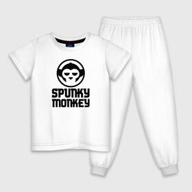 Детская пижама хлопок с принтом SPUNKY MONKEY в Екатеринбурге, 100% хлопок |  брюки и футболка прямого кроя, без карманов, на брюках мягкая резинка на поясе и по низу штанин
 | Тематика изображения на принте: cyberpunk 2077 | hacker | maelstrom | militech | quadra | samurai | sci fi | technology | trauma team | v | будущее | игра | иероглифы | киану ривз | кибер | киберпанк | киборг | киборги | корпорация | лого | милитек | панк | роботы | самурай | т