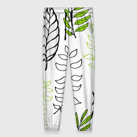 Женские брюки 3D с принтом Листья в Екатеринбурге, полиэстер 100% | прямой крой, два кармана без застежек по бокам, с мягкой трикотажной резинкой на поясе и по низу штанин. В поясе для дополнительного комфорта — широкие завязки | листья | минимализм | природа | растения | рисунок