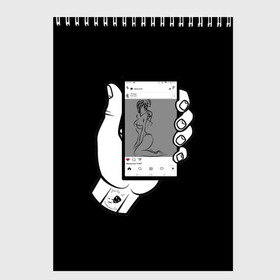 Скетчбук с принтом Finita la commedia2(black) в Екатеринбурге, 100% бумага
 | 48 листов, плотность листов — 100 г/м2, плотность картонной обложки — 250 г/м2. Листы скреплены сверху удобной пружинной спиралью | измена | ирония | отношения | сатира
