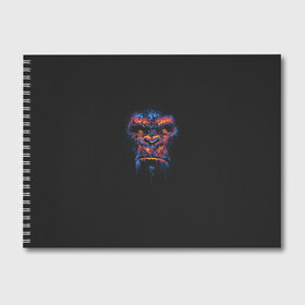 Альбом для рисования с принтом Colorful Gorilla в Екатеринбурге, 100% бумага
 | матовая бумага, плотность 200 мг. | Тематика изображения на принте: animal | beast | color | colorful | gorilla | ink | monkey | paints | горилла | животное | зверь | краски | обезьяна | чернила