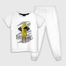 Детская пижама хлопок с принтом Little Nightmares в Екатеринбурге, 100% хлопок |  брюки и футболка прямого кроя, без карманов, на брюках мягкая резинка на поясе и по низу штанин
 | game | little nightmares | девочка | желтый плащ | игры | парные футболки