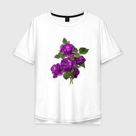 Мужская футболка хлопок Oversize с принтом Букеты в Екатеринбурге, 100% хлопок | свободный крой, круглый ворот, “спинка” длиннее передней части | букетик | любовь | фиолетовый | цветы | яркое