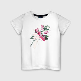 Детская футболка хлопок с принтом Flowers в Екатеринбурге, 100% хлопок | круглый вырез горловины, полуприлегающий силуэт, длина до линии бедер | flo | flowers | растения | флористика | цветение | цветы