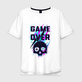 Мужская футболка хлопок Oversize с принтом Game Over в Екатеринбурге, 100% хлопок | свободный крой, круглый ворот, “спинка” длиннее передней части | видео игра | джойстик.игра окончена | играть вектор | игровая консоль | игровой логотип | мода | произведение искусства