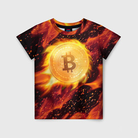Детская футболка 3D с принтом БИТКОИН ОГОНЬ в Екатеринбурге, 100% гипоаллергенный полиэфир | прямой крой, круглый вырез горловины, длина до линии бедер, чуть спущенное плечо, ткань немного тянется | bitcoin | blockchain | btc | cardano | crypto | ethereum | polkadot | tether | xrp | бинанс | биткоин | блокчейн | валюта | деньги | криптовалюта | майнер | майнинг | цифровая валюта | цифровое золото | эфир