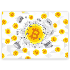 Поздравительная открытка с принтом БИТКОИН | BITCOIN в Екатеринбурге, 100% бумага | плотность бумаги 280 г/м2, матовая, на обратной стороне линовка и место для марки
 | bitcoin | blockchain | btc | cardano | crypto | ethereum | polkadot | tether | xrp | бинанс | биткоин | блокчейн | валюта | деньги | криптовалюта | майнер | майнинг | цифровая валюта | цифровое золото | эфир