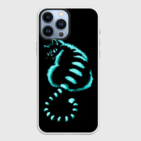 Чехол для iPhone 13 Pro Max с принтом ВОЛШЕБНЫЙ КОТ в Екатеринбурге,  |  | black | blue | cat | fairytale | neon | pussy | домашние | животные | звери | кот | котэ | кошка | неон | синий | сказка | черный | чешир