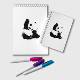 Блокнот с принтом Панда минимализм в Екатеринбурге, 100% бумага | 48 листов, плотность листов — 60 г/м2, плотность картонной обложки — 250 г/м2. Листы скреплены удобной пружинной спиралью. Цвет линий — светло-серый
 | animal | bear | beast | black | minimalism | panda | white | белое | животное | зверь | краски | медведь | минимализм | панда | чернила | черно белое | черное