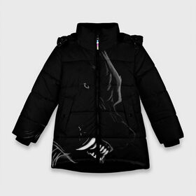 Зимняя куртка для девочек 3D с принтом Wolf в Екатеринбурге, ткань верха — 100% полиэстер; подклад — 100% полиэстер, утеплитель — 100% полиэстер. | длина ниже бедра, удлиненная спинка, воротник стойка и отстегивающийся капюшон. Есть боковые карманы с листочкой на кнопках, утяжки по низу изделия и внутренний карман на молнии. 

Предусмотрены светоотражающий принт на спинке, радужный светоотражающий элемент на пуллере молнии и на резинке для утяжки. | Тематика изображения на принте: animal | beast | dark | darkness | evil | moon | nigth | tegunvteg | werwolf | wild | wolf | вервольф | вой | волк | волки | волчара | дикий | животное | зверь | клык | клыки | луна | ночь | оборотень | полнолуние