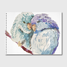 Альбом для рисования с принтом Акварельные попугаи в Екатеринбурге, 100% бумага
 | матовая бумага, плотность 200 мг. | love | parrot | watercolour | акварель | арт | любовь | нежность | попугаи