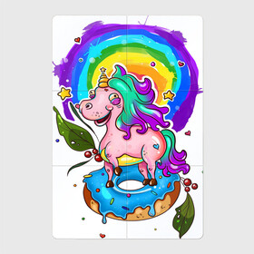 Магнитный плакат 2Х3 с принтом ЕДИНОРОЖЕК в Екатеринбурге, Полимерный материал с магнитным слоем | 6 деталей размером 9*9 см | animal | children | color | kids | pink | rainbow | unicorn | детские | единорог | животные | звери | мультфильм | пончик | радуга | разноцветный | сказка