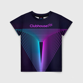 Детская футболка 3D с принтом clubhouse в Екатеринбурге, 100% гипоаллергенный полиэфир | прямой крой, круглый вырез горловины, длина до линии бедер, чуть спущенное плечо, ткань немного тянется | clubhouse | клабхаус | сеть | социальная