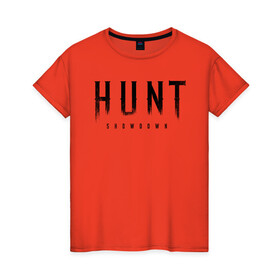Женская футболка хлопок с принтом HUNT: showdown черный в Екатеринбурге, 100% хлопок | прямой крой, круглый вырез горловины, длина до линии бедер, слегка спущенное плечо | hunt | hunt: showdown | showdown | охота | хант