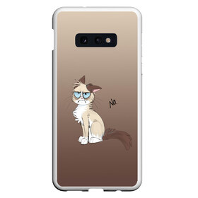 Чехол для Samsung S10E с принтом сварливый кот мем нет в Екатеринбурге, Силикон | Область печати: задняя сторона чехла, без боковых панелей | злой кошак | кот | котик | мем | мемас | недовольный кот | нет | отказ | побитый жизнью | сварливый кот