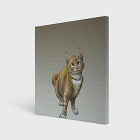 Холст квадратный с принтом полосатый уличный кот в Екатеринбурге, 100% ПВХ |  | арт | бандит | вектор | градиент | кот | котенок | котик | котэ | мультяшный | мяу | полоски | рисунок | рыжий | серый | уличный | хитрюга