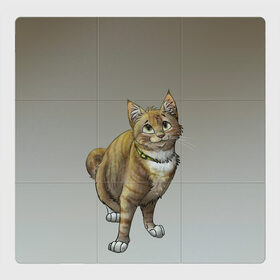 Магнитный плакат 3Х3 с принтом полосатый уличный кот в Екатеринбурге, Полимерный материал с магнитным слоем | 9 деталей размером 9*9 см | арт | бандит | вектор | градиент | кот | котенок | котик | котэ | мультяшный | мяу | полоски | рисунок | рыжий | серый | уличный | хитрюга