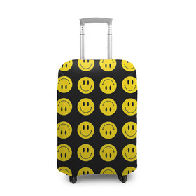 Чехол для чемодана 3D с принтом Смайлики в Екатеринбурге, 86% полиэфир, 14% спандекс | двустороннее нанесение принта, прорези для ручек и колес | emoji | smile | sticker | грусть | любовь | печаль | плачь | смайлики | стикеры | текстура | улыбка | эмоджи | эмодзи