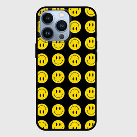 Чехол для iPhone 13 Pro с принтом Смайлики в Екатеринбурге,  |  | emoji | smile | sticker | грусть | любовь | печаль | плачь | смайлики | стикеры | текстура | улыбка | эмоджи | эмодзи