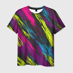 Мужская футболка 3D с принтом SUMMER 2021 в Екатеринбурге, 100% полиэфир | прямой крой, круглый вырез горловины, длина до линии бедер | Тематика изображения на принте: абстракция | весна | краски | лето | полоски | разноцветное