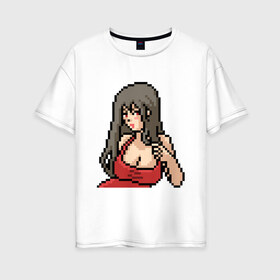 Женская футболка хлопок Oversize с принтом Pixel art anime в Екатеринбурге, 100% хлопок | свободный крой, круглый ворот, спущенный рукав, длина до линии бедер
 | anime | art | girl | manga | pixel | аниме | арт | девушка | манга | пиксель