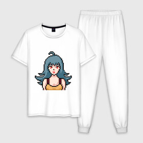 Мужская пижама хлопок с принтом Pixel art anime в Екатеринбурге, 100% хлопок | брюки и футболка прямого кроя, без карманов, на брюках мягкая резинка на поясе и по низу штанин
 | anime | art | girl | manga | pixel | аниме | арт | девушка | манга | пиксель