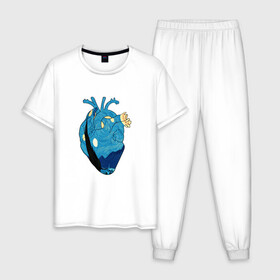 Мужская пижама хлопок с принтом Сердце художника в Екатеринбурге, 100% хлопок | брюки и футболка прямого кроя, без карманов, на брюках мягкая резинка на поясе и по низу штанин
 | heart | van gogh | абстракция | ван гог | живопись | звездная ночь | искусство | картина | краски | медицина | органы | рисунок | сердечко | сердце | текстуры | художник