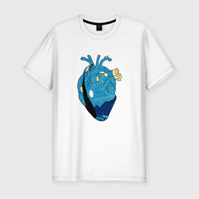 Мужская футболка хлопок Slim с принтом Сердце художника в Екатеринбурге, 92% хлопок, 8% лайкра | приталенный силуэт, круглый вырез ворота, длина до линии бедра, короткий рукав | Тематика изображения на принте: heart | van gogh | абстракция | ван гог | живопись | звездная ночь | искусство | картина | краски | медицина | органы | рисунок | сердечко | сердце | текстуры | художник
