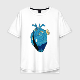 Мужская футболка хлопок Oversize с принтом Сердце художника в Екатеринбурге, 100% хлопок | свободный крой, круглый ворот, “спинка” длиннее передней части | heart | van gogh | абстракция | ван гог | живопись | звездная ночь | искусство | картина | краски | медицина | органы | рисунок | сердечко | сердце | текстуры | художник