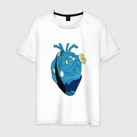 Мужская футболка хлопок с принтом Сердце художника в Екатеринбурге, 100% хлопок | прямой крой, круглый вырез горловины, длина до линии бедер, слегка спущенное плечо. | Тематика изображения на принте: heart | van gogh | абстракция | ван гог | живопись | звездная ночь | искусство | картина | краски | медицина | органы | рисунок | сердечко | сердце | текстуры | художник