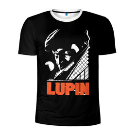Мужская футболка 3D спортивная с принтом Lupin - Сериал Люпен в Екатеринбурге, 100% полиэстер с улучшенными характеристиками | приталенный силуэт, круглая горловина, широкие плечи, сужается к линии бедра | lupin | netflix | детектив | логотип | люпен | люпин | люпэн | мужской | нетфликс | омар си | подарок | портрет | сериал | черный