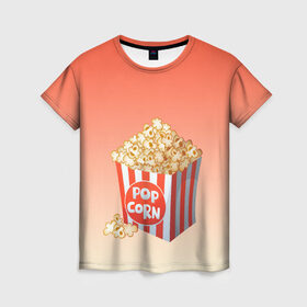 Женская футболка 3D с принтом попкорн рисунок в Екатеринбурге, 100% полиэфир ( синтетическое хлопкоподобное полотно) | прямой крой, круглый вырез горловины, длина до линии бедер | вкусняшка | воздушная кукуруза | еда | кино | кинопросмотр | киносеанс | кинотеатр | попкорн