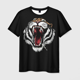 Мужская футболка 3D с принтом ТИГР в Екатеринбурге, 100% полиэфир | прямой крой, круглый вырез горловины, длина до линии бедер | animal | beast | cat | cute | fluffy | hunter | lion | lion cub | lion king | mane | predator | red | tail | tiger | yellow | большая кошка | голова тигра | грива | животное | зверь | король лев | кот | милый | охотник | пушистый | тигр | тиг
