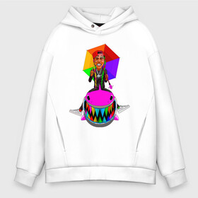 Мужское худи Oversize хлопок с принтом Tekashi69 в Екатеринбурге, френч-терри — 70% хлопок, 30% полиэстер. Мягкий теплый начес внутри —100% хлопок | боковые карманы, эластичные манжеты и нижняя кромка, капюшон на магнитной кнопке | 6ix9ine | rap | tekashi | акула | реп | текаши