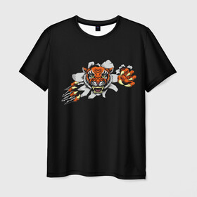 Мужская футболка 3D с принтом TIGER ART в Екатеринбурге, 100% полиэфир | прямой крой, круглый вырез горловины, длина до линии бедер | animal | beast | cat | cute | fluffy | hunter | lion | lion cub | lion king | mane | predator | red | tail | tiger | yellow | большая кошка | голова тигра | грива | животное | зверь | король лев | кот | милый | охотник | пушистый | тигр | тиг