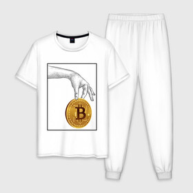 Мужская пижама хлопок с принтом BITCOIN CRYPTOCURRENCE (Z) в Екатеринбурге, 100% хлопок | брюки и футболка прямого кроя, без карманов, на брюках мягкая резинка на поясе и по низу штанин
 | binance coin | bitcoin | blockchain | btc | cardano | crypto | ethereum | litecoin | polkadot | tether | xrp | биткоин | блокчейн | валюта | деньги | криптовалюта | майнер | майнинг | цифровая валюта | цифровое золото | эфир