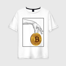 Женская футболка хлопок Oversize с принтом BITCOIN CRYPTOCURRENCE (Z) в Екатеринбурге, 100% хлопок | свободный крой, круглый ворот, спущенный рукав, длина до линии бедер
 | binance coin | bitcoin | blockchain | btc | cardano | crypto | ethereum | litecoin | polkadot | tether | xrp | биткоин | блокчейн | валюта | деньги | криптовалюта | майнер | майнинг | цифровая валюта | цифровое золото | эфир