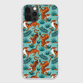 Чехол для iPhone 12 Pro Max с принтом Рычащие Тигры Паттерн в Екатеринбурге, Силикон |  | Тематика изображения на принте: black | cat | chill | relax | tiger | животные | коралловый | кот | кошки | лев | леопарды | отдых | паттерн | полосатый | полосы | растения | тигры | узор | цветы