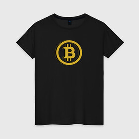 Женская футболка хлопок с принтом Bitcoin в Екатеринбурге, 100% хлопок | прямой крой, круглый вырез горловины, длина до линии бедер, слегка спущенное плечо | bitcoin | meme | биткойн | валюта | манера | мем | образ действия | символ