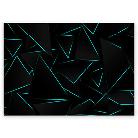 Поздравительная открытка с принтом НЕОНОВЫЕ ТРЕУГОЛЬНИКИ в Екатеринбурге, 100% бумага | плотность бумаги 280 г/м2, матовая, на обратной стороне линовка и место для марки
 | 3d | 3д | abstraction | geometric | geometry | neon | steel | абстракция | взрыв | геометрия | неон | неоновые | плиты | разлом | соты | стекло | стеклянный | треугольник | треугольники
