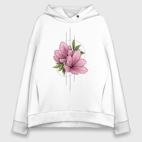 Женское худи Oversize хлопок с принтом Watercolour flowers в Екатеринбурге, френч-терри — 70% хлопок, 30% полиэстер. Мягкий теплый начес внутри —100% хлопок | боковые карманы, эластичные манжеты и нижняя кромка, капюшон на магнитной кнопке | 8 марта | girl | woman | бабушка | весна | девушкам | девушке | девушки | женский | листья | мама | март | подарок | тренд | цветочки | цветы