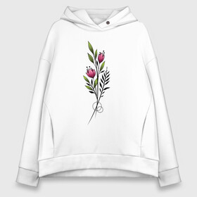 Женское худи Oversize хлопок с принтом Graphic flower в Екатеринбурге, френч-терри — 70% хлопок, 30% полиэстер. Мягкий теплый начес внутри —100% хлопок | боковые карманы, эластичные манжеты и нижняя кромка, капюшон на магнитной кнопке | 8 марта | girl | woman | бабушка | весна | девушкам | девушке | девушки | женский | листья | мама | март | подарок | тренд | цветочки | цветы