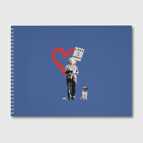 Альбом для рисования с принтом Любовь это ответ | Banksy в Екатеринбурге, 100% бумага
 | матовая бумага, плотность 200 мг. | art | banksy | street art | арт | бэнкси | граффити | со смыслом | сосмыслом | стритарт
