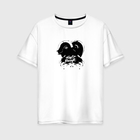 Женская футболка хлопок Oversize с принтом Daft Punk в Екатеринбурге, 100% хлопок | свободный крой, круглый ворот, спущенный рукав, длина до линии бедер
 | daft punk | music | дафт панк | музыка | музыкальная группа | музыкант | робот