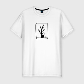 Мужская футболка хлопок Slim с принтом Безликий за деревом в Екатеринбурге, 92% хлопок, 8% лайкра | приталенный силуэт, круглый вырез ворота, длина до линии бедра, короткий рукав | anime | аниме | безликий | каонаси | мультфильм | персонаж | унесенные призраками