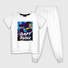 Детская пижама хлопок с принтом Daft Punk в Екатеринбурге, 100% хлопок |  брюки и футболка прямого кроя, без карманов, на брюках мягкая резинка на поясе и по низу штанин
 | Тематика изображения на принте: da funk | daft punk | daftpunk | epilogue | get lucky | instant crush | lose yourself to dance | music | one more time | ги мануэл де омем кристо | дафт панк | дафтпанк | том бангальтер