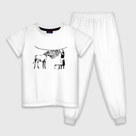 Детская пижама хлопок с принтом Зебра Banksy в Екатеринбурге, 100% хлопок |  брюки и футболка прямого кроя, без карманов, на брюках мягкая резинка на поясе и по низу штанин
 | art | banksy | street art | арт | бэнкси | граффити | со смыслом | сосмыслом | стритарт