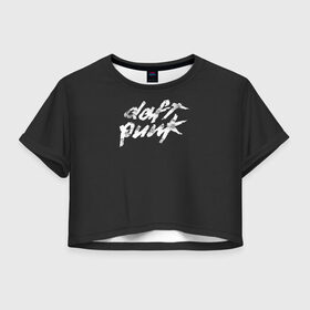 Женская футболка Crop-top 3D с принтом Daft Punk в Екатеринбурге, 100% полиэстер | круглая горловина, длина футболки до линии талии, рукава с отворотами | acces | after | all | better | crush | da | daft | dance | discovery | faster | funk | get | harder | homework | human | instant | lose | lucky | memories | more | one | punk | random | stronger | time | to | yourself | бангальтер | дафт 