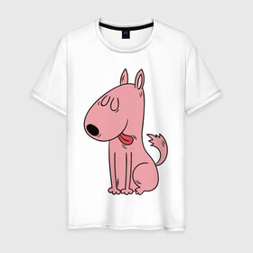 Мужская футболка хлопок с принтом милый щеночек рисунок в Екатеринбурге, 100% хлопок | прямой крой, круглый вырез горловины, длина до линии бедер, слегка спущенное плечо. | Тематика изображения на принте: ветеринару | гав | животные домашние | любителю собак | млекопитающее | мопс | мультипликационный персонаж | мультяшная собака | песики | питомцы | псы | собакены | собаки | собачки | собачнику